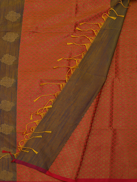 

Pothys Green & Orange Cotton Blend Woven Design Saree