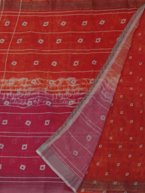 

Pothys Orange & Pink Pure Linen Printed Saree