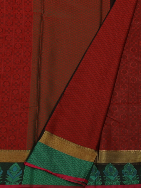 

Pothys Maroon & Green Jute Silk Woven Design Saree