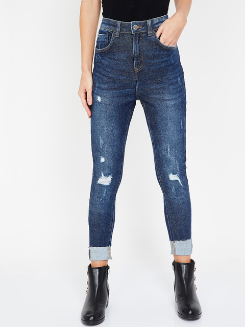 

Ginger by Lifestyle Women Blue Skinny Fit Mid-Rise Mildly Distressed Jeans