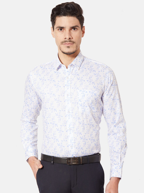 

Oxemberg Men Blue & White Slim Fit Printed Formal Shirt