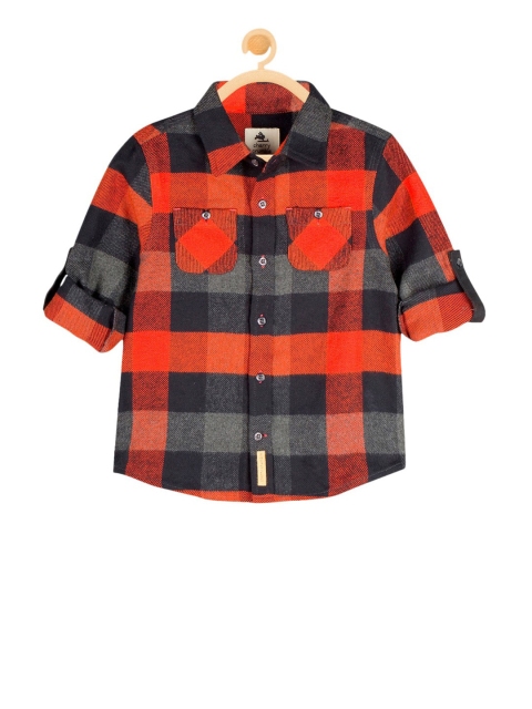 

Cherry Crumble Kids Black & Red Regular Fit Checked Casual Shirt