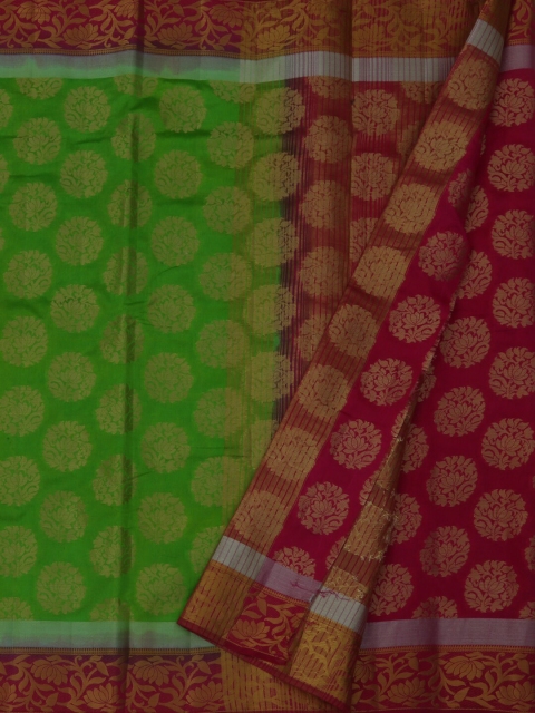 

Pothys Green & Maroon Jute Silk Woven Design Saree