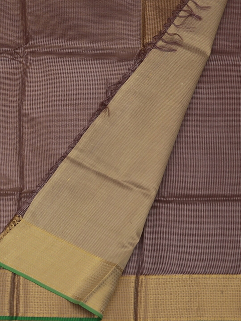 

Pothys Lavender & Gold-Toned Organza Checked Saree
