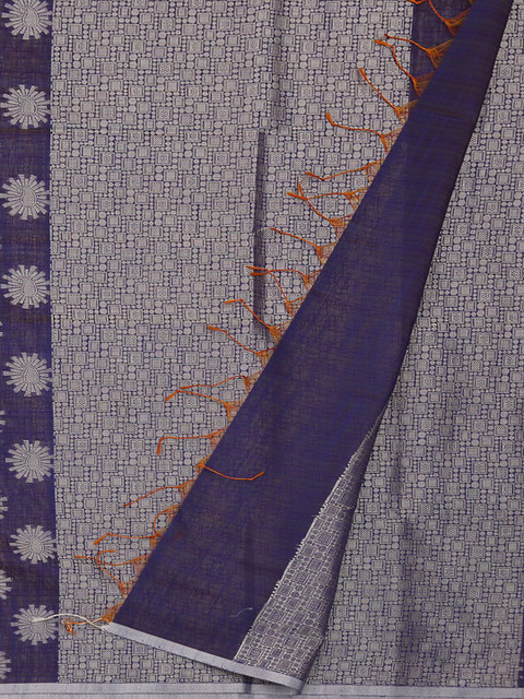 

Pothys Navy Blue Printed Cotton Blend Saree