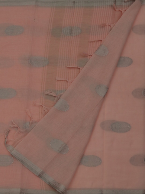 

Pothys Rose & Grey Linen Blend Striped Saree