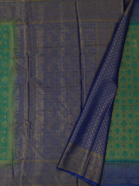

Pothys Green & Blue Jute Silk Woven Design Saree