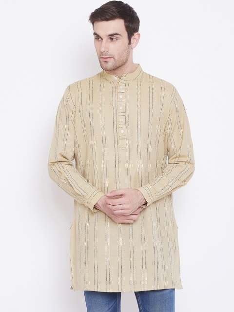 

Tulsattva Men Beige Striped Straight Kurta