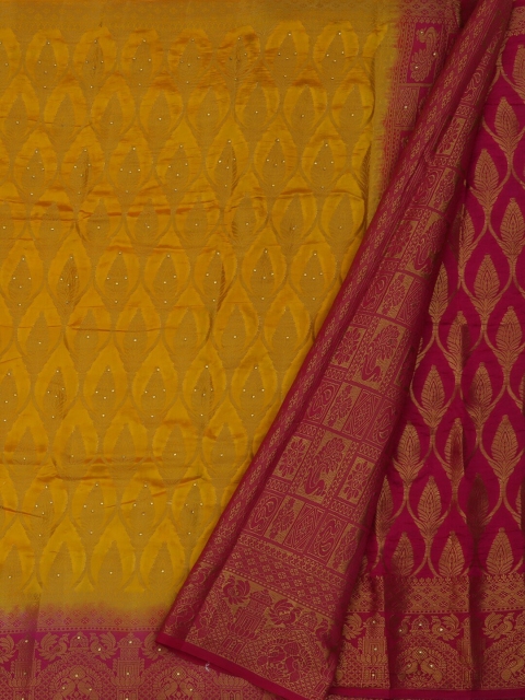 

Pothys Yellow Woven Design Jute Silk Saree