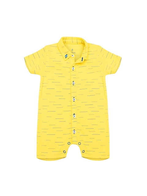 

The Flybees Kids Yellow Allover Printed Rompers