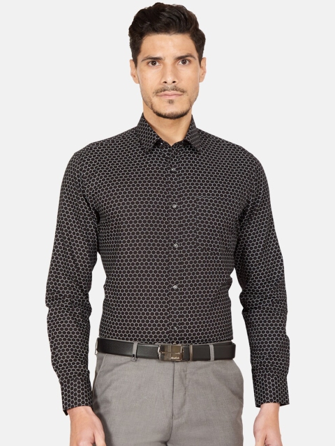 

Oxemberg Men Black Slim Fit Printed Formal Shirt