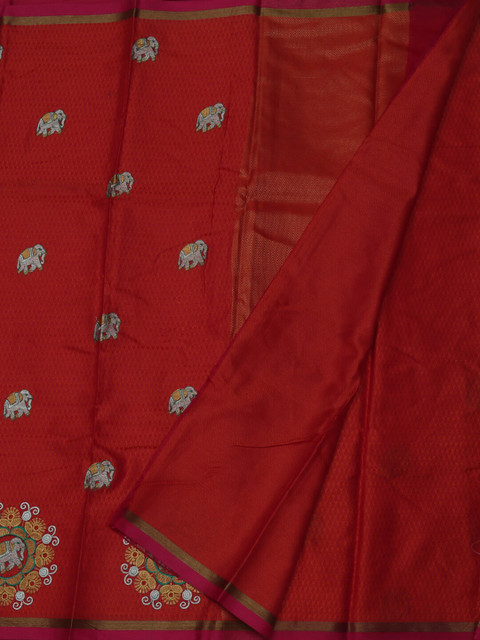 

Pothys Red Embroidered Art Silk Saree
