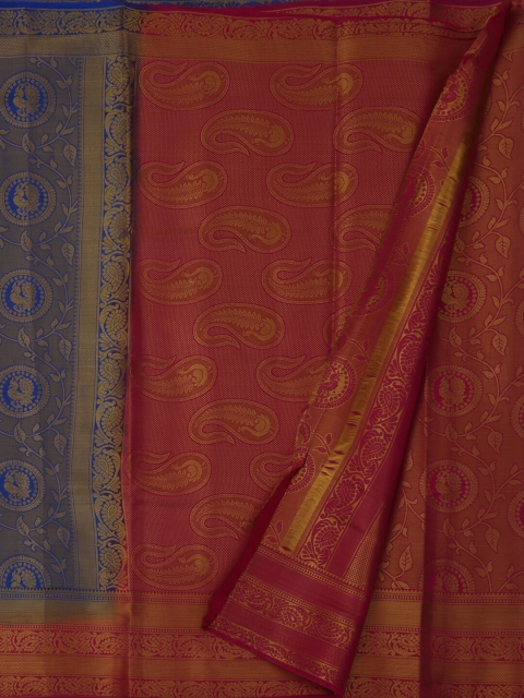 

Pothys Blue & Red Jute Silk Woven Design Saree