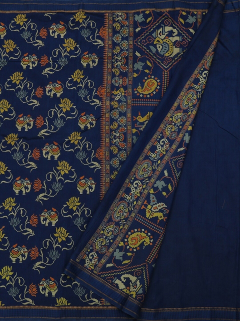 

Pothys Navy Blue Printed Jute Silk Saree