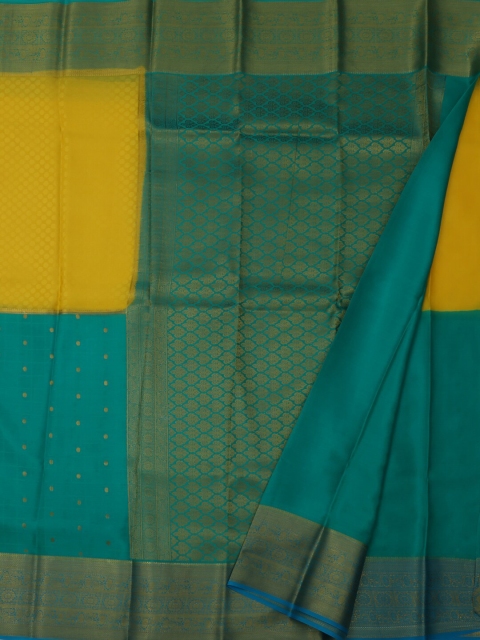 

Pothys Yellow & Green Pure Crepe Colourblocked Saree