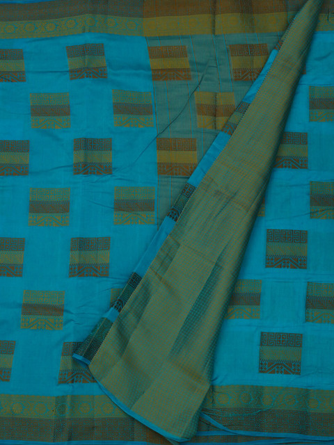 

Pothys Blue & Green Jute Silk Woven Design Saree