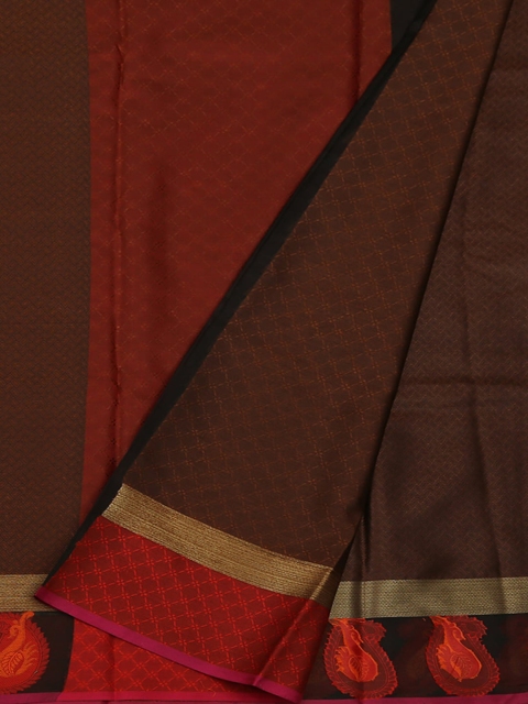 

Pothys Brown & Red Jute Silk Woven Design Saree