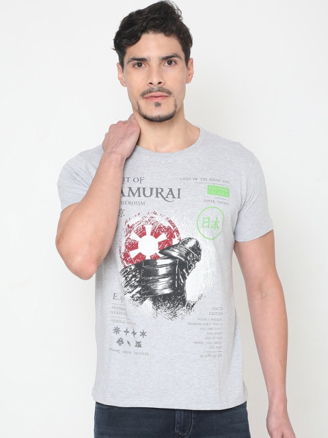 

Oxemberg Men Grey Printed Round Neck T-shirt