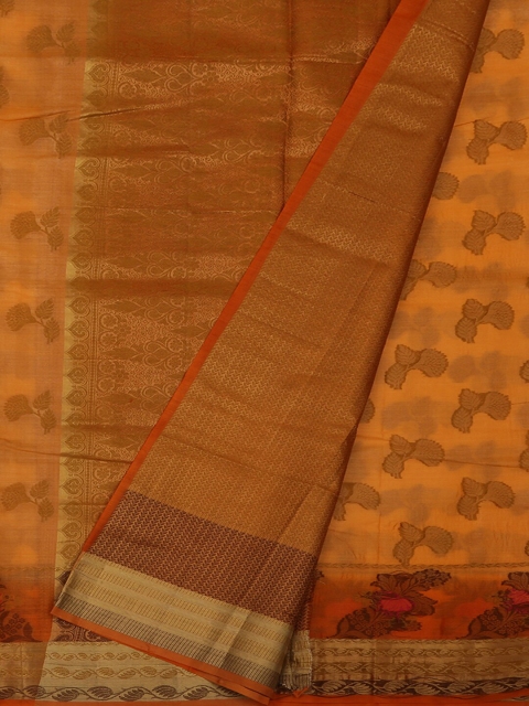 

Pothys Peach-Coloured & Gold-Coloured Jute Silk Woven Design Tussar Saree