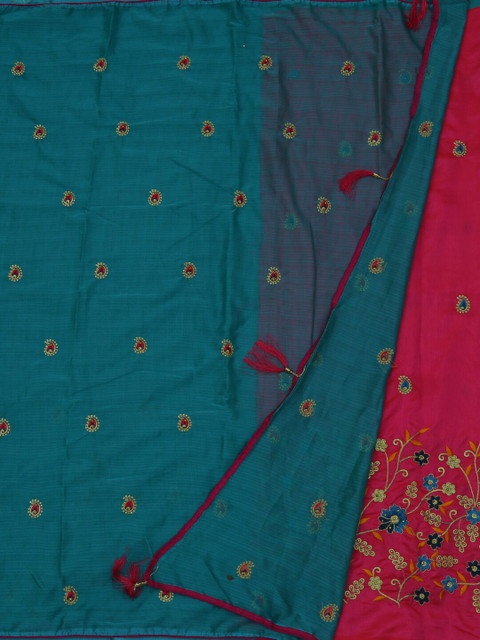 

Pothys Blue & Pink Poly Georgette Woven Design Saree