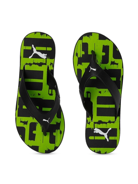 

Puma Men Black Green Printed Windster GU Thong Flip-Flops