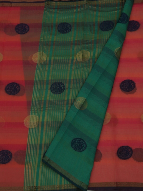 

Pothys Pink & Green Cotton Blend Printed Saree