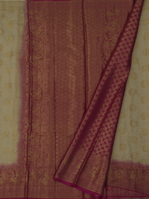 

Pothys Cream-Coloured & Red Jute Silk Woven Design Saree