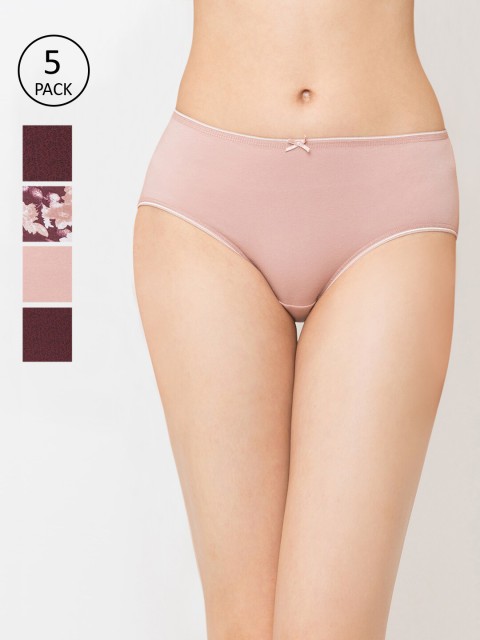

Juliet Women Pack of 5 Full-Coverage Hipster Briefs 060001600013354, Burgundy