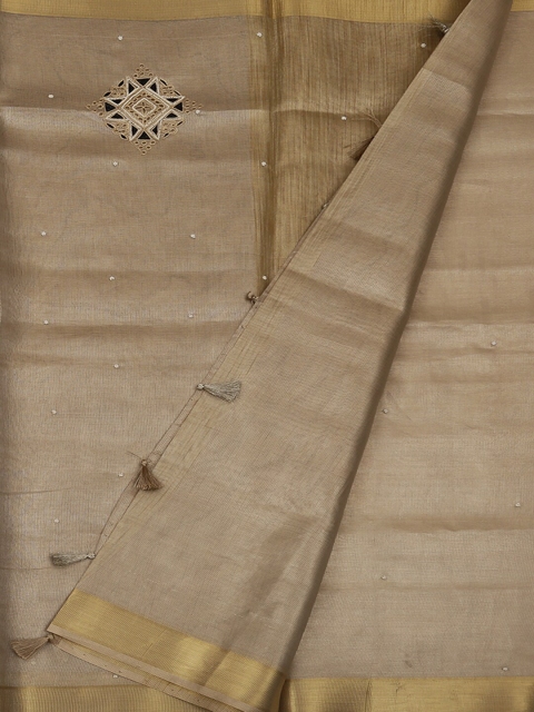 

Pothys Gold-Coloured & Beige Art Silk Woven Design Saree