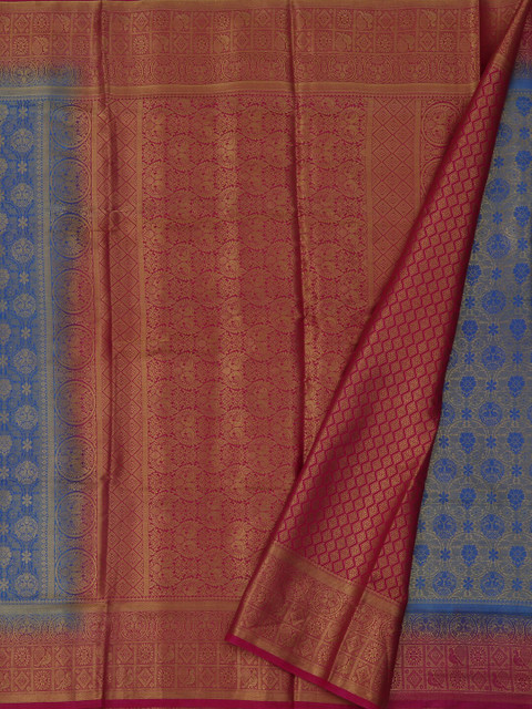 

Pothys Blue & Red Jute Silk Woven Design Saree
