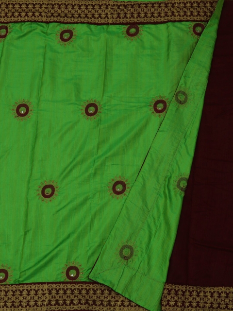 

Pothys Green & Brown Poly Silk Embroidered Saree