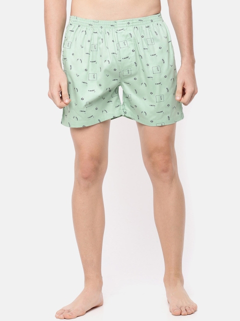 

Cross Court Men Lime-Green & Black Printed Boxers