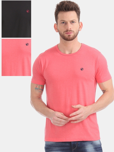RUF & TUF Men Pack Of 3 Solid Round Neck T-shirt, Pink