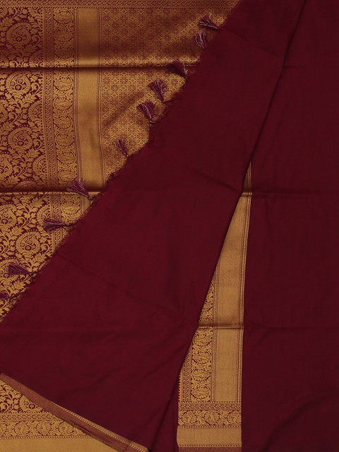 

Pothys Maroon & Gold-Toned Art Silk Woven Design Saree