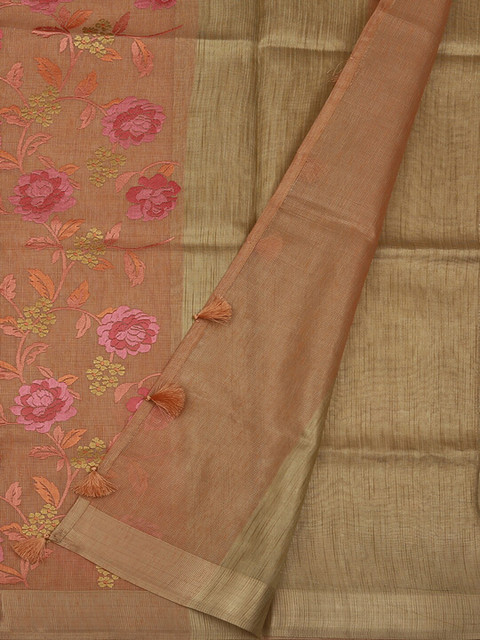

Pothys Peach-Coloured Woven Design Art Silk Saree