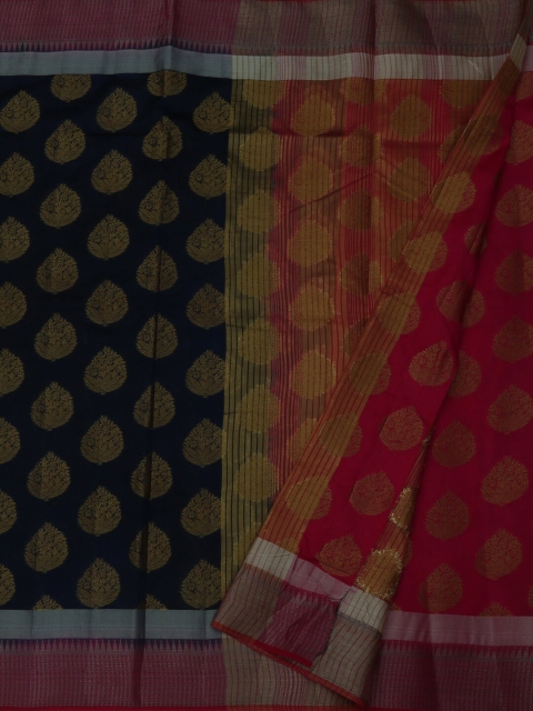 

Pothys Navy Blue & Gold-Toned Jute Silk Woven Design Saree