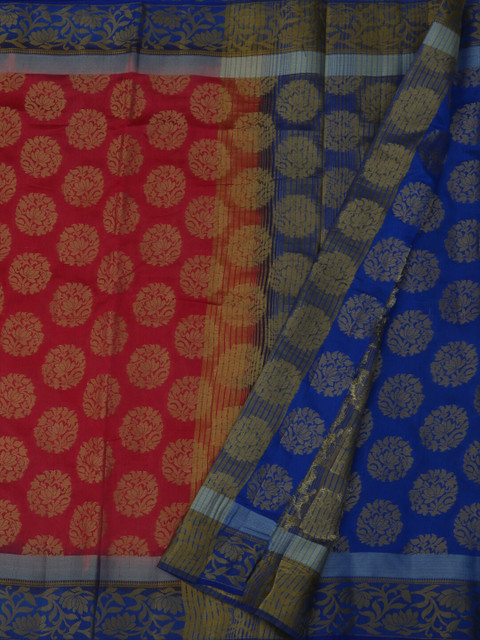 

Pothys Pink & Blue Jute Silk Woven Design Saree