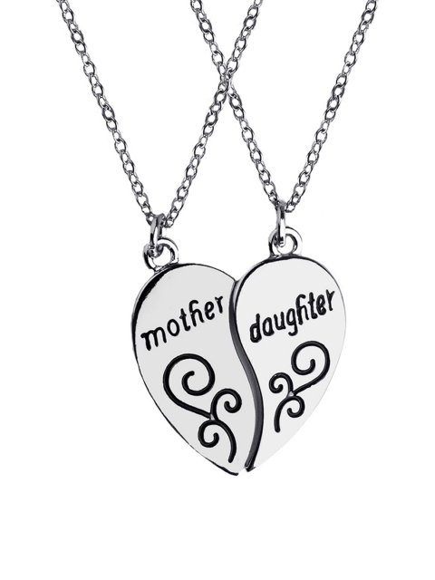 

AQUASTREET Set Of 2 Silver-Plated Mothers day Pendants With Chain