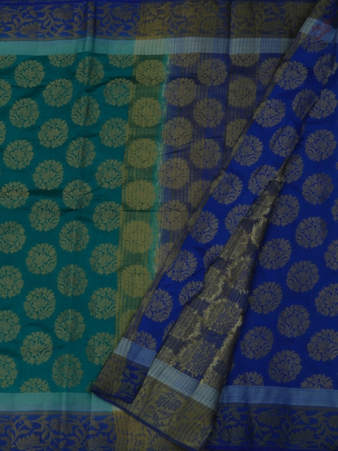 

Pothys Green & Blue Jute Silk Woven Design Saree