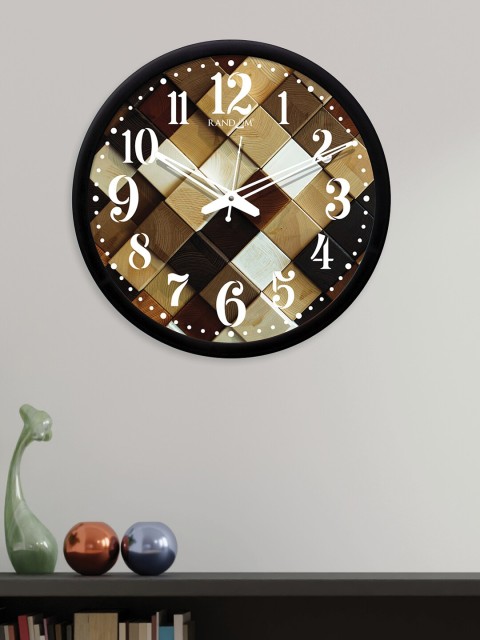 

RANDOM Brown & Purple Round Printed Analogue Wall Clock (30.48 cm x 30.48 cm), Beige