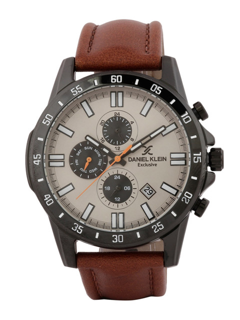 

Daniel Klein Men Silver-Toned & Brown Analogue Watch