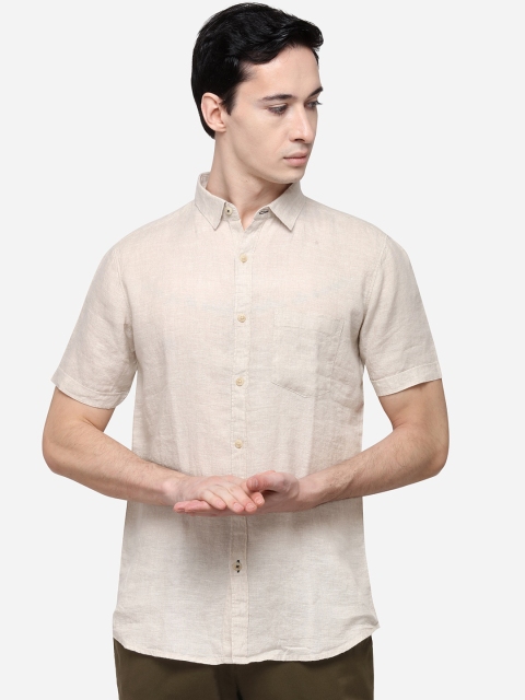 

JADE BLUE Men Cream-Coloured Slim Fit Solid Casual Shirt