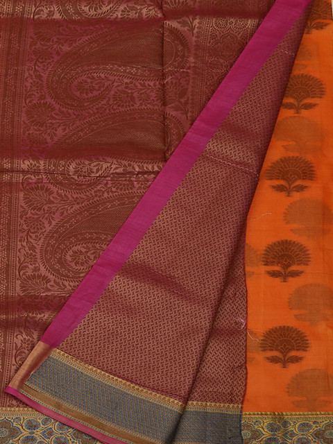 

Pothys Orange & Pink Jute Silk Woven Design Saree