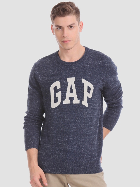 

GAP Men Blue Solid Pullover Sweater