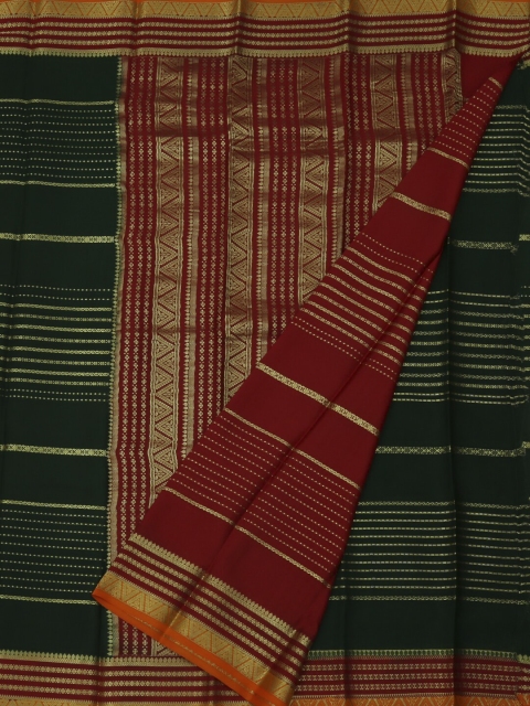 

Pothys Green & Red Pure Crepe Woven Design Saree