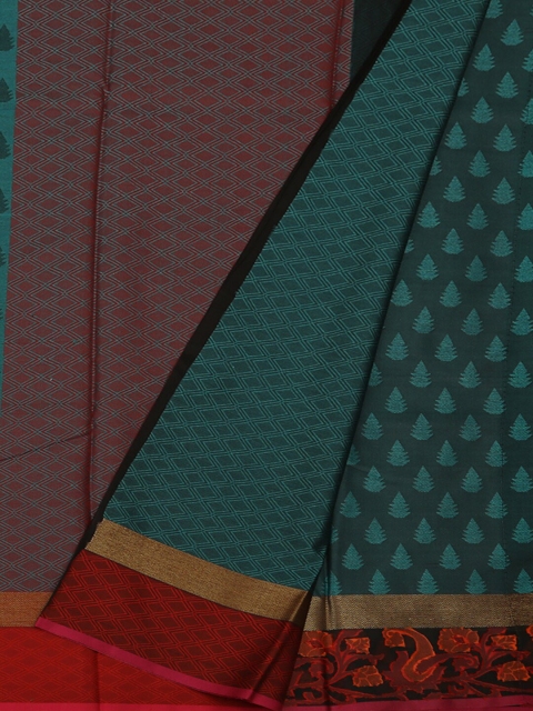 

Pothys Green & Black Jute Silk Woven Design Saree