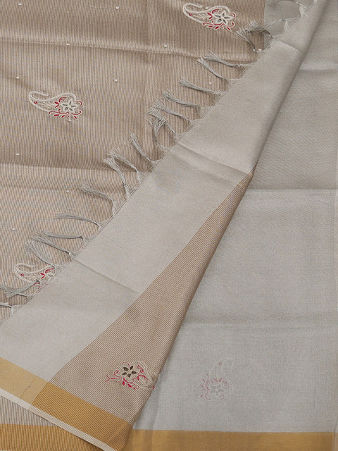 

Pothys Grey Embroidered Art Silk Saree