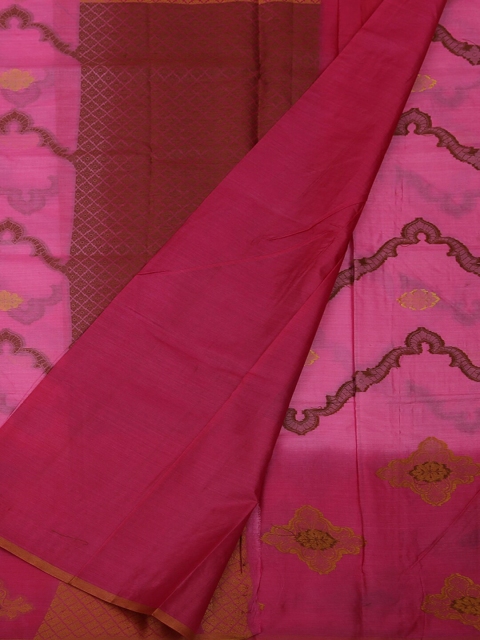 Pothys Pink Woven Design Jute Silk Saree