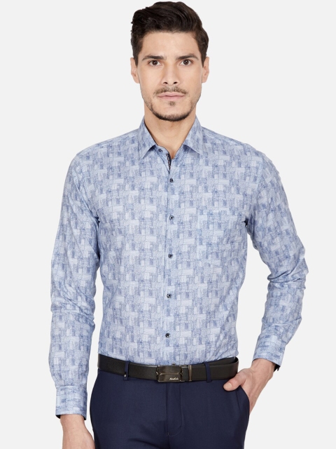 

Oxemberg Men Blue Slim Fit Printed Formal Shirt