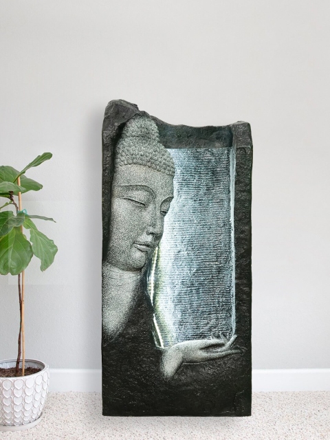 

eCraftIndia Black Indoor Buddha Water Fountain with LED Light & Water Pump